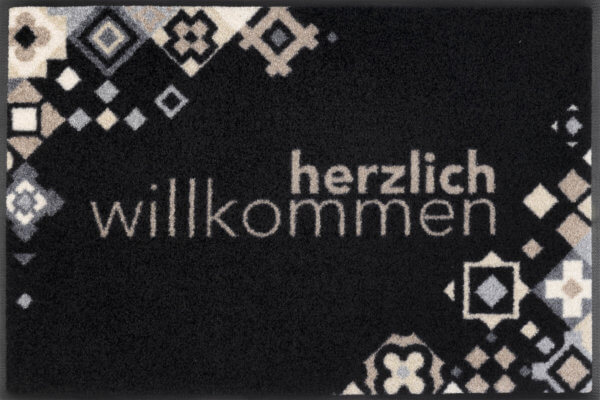 Willkommen mozaikos sötét lábtörlő scaled - Egyedi lábtörlők