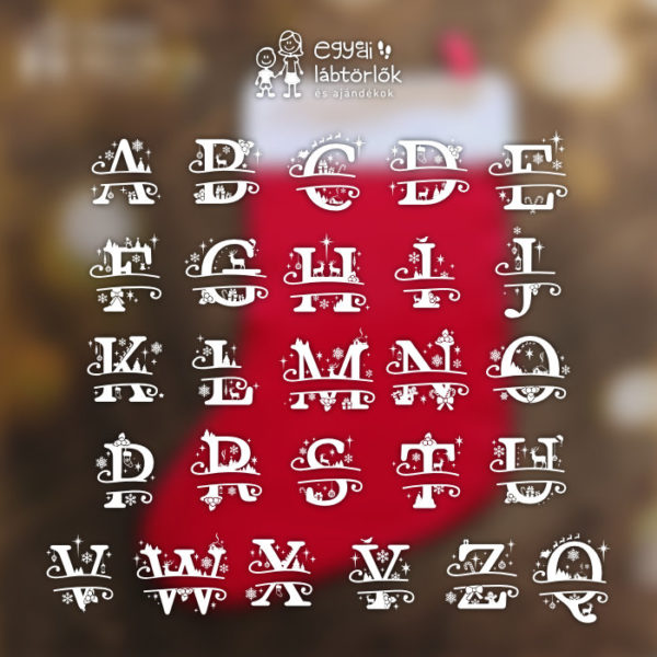 karácsonyi csizma díszes monogrammal